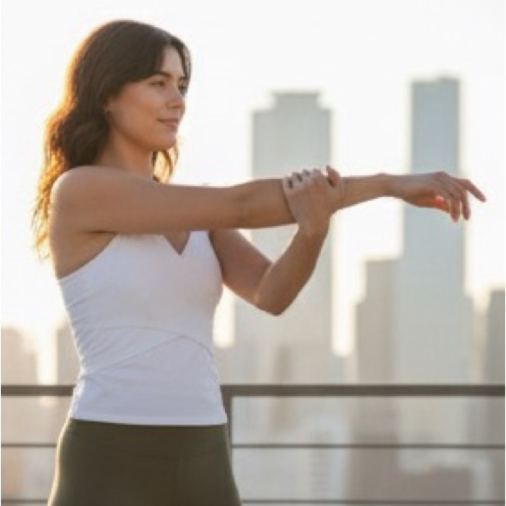 NWT Girlfriend Collective White Tabitha Wrap Activewear Top Sz S